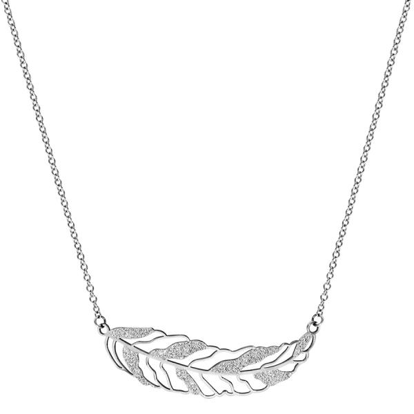 Collier Acier 316 L Grande Plume avec Granite