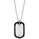 Collier Acier 316L Chaine Boule Plaque Militaire Contour Caoutchouc