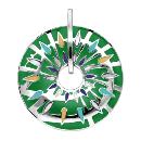 Pendentif Acier 316 L Rond Percé Fond Vert et Nacre