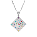 Collier Acier 316 L Pendentif Mosaïque Résine Multicolore avec Nacre