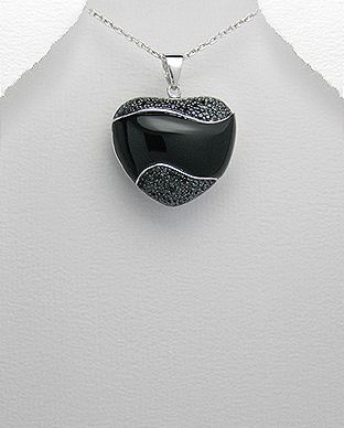 Pendentif Argent 925 et Zirconium Coeur