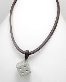 Collier Acier Inoxydable et Cuir Vachette Marron Dé