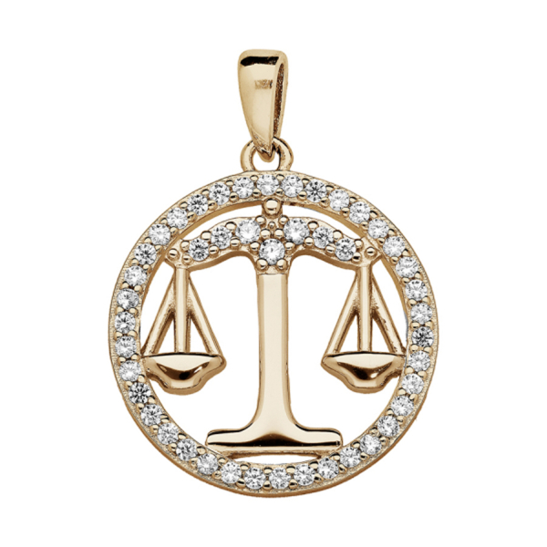 Pendentif Vermeil Zodiaque Balance Contour Zirconium Sertis  