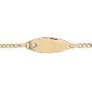 Gourmette Plaqué Or Bébé Maille Gourmette 2 mm Plaque Ovale avec Cristal