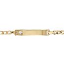 Gourmette Plaqué Or Enfant Maille Gourmette 3 mm Plaque Droite avec cristal