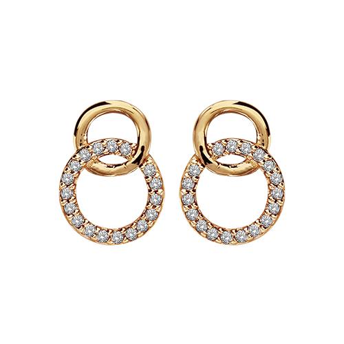 Boucles d'oreilles Plaqué Or et Zirconium Double Cercles Entrelacés