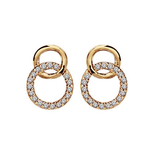 Boucles d'oreilles Plaqué Or et Zirconium Double Cercles Entrelacés