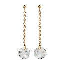 Boucles d'oreilles Plaqué Or et Zirconium Rond Faceté Blanc Pendante