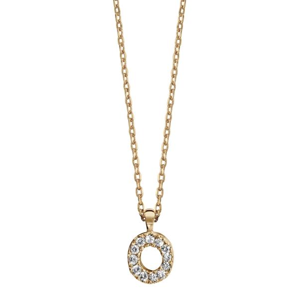 Collier Plaqué Or Pendentif Pierre Zirconium Lettre O