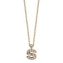 Collier Plaqué Or Pendentif Pierre Zirconium Lettre S
