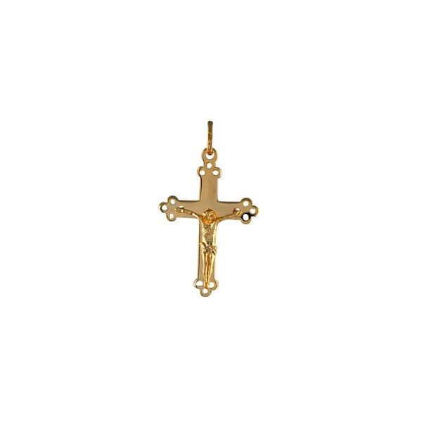 Pendentif Plaqué Or Religieux Croix Fantaisie avec Christ