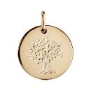 Pendentif Plaqué Or Médaille Ronde 15 mm Arbre de Vie