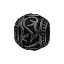 Charms Acier 316L Boule Motif Tribal Noir