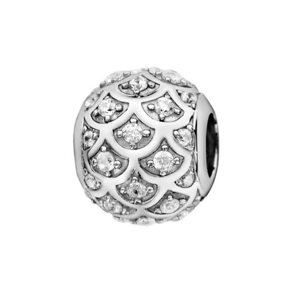 Charms Argent 925 Boule Ecailles Zirconium