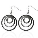 Boucles d'oreilles Acier 316 L Noires Créoles Multicercles