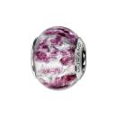 Charms Argent 925 Perle Murano Argenté Eclat Violet