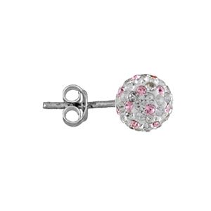 Boucles d'oreilles Argent 925 et Boules Zirconium Rose et Blanc 8 mm