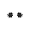 Boucles d'oreilles Argent 925 et Zirconium Noir Rond Serti Clos 5 mm