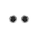 Boucles d'oreilles Argent 925 et Zirconium Noir Rond Serti Clos 5 mm