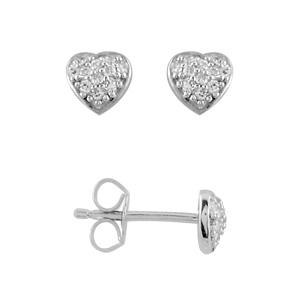 Boucles d'oreilles Argent 925 et Zirconium Petit Coeur