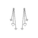 Boucles d'oreilles Argent 925 Triple Chaines Coeur