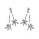 Boucles d'oreilles Argent 925 Double Chaines Feuilles de Cannabis