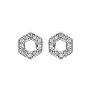 Boucles d'oreilles Argent 925 Hexagonale Zirconium Sertis 