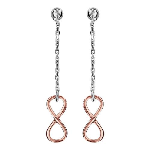 Boucles d'oreilles Argent 925 Motif Infini Dorure Rose