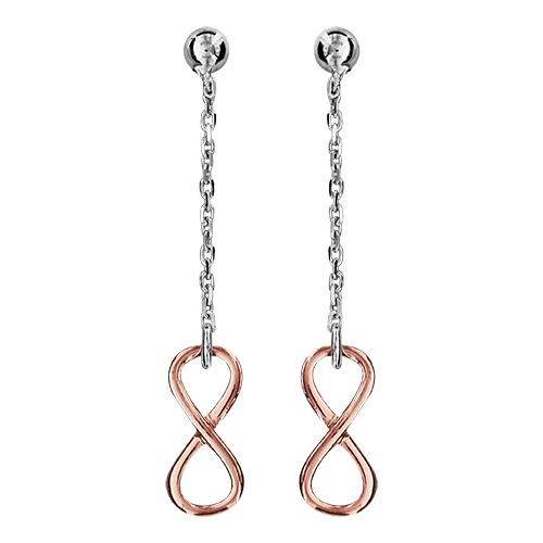 Boucles d'oreilles Argent 925 Motif Infini Dorure Rose