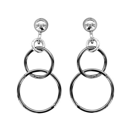 Boucles d'oreilles Argent 925 Double Anneaux Traitement Noir