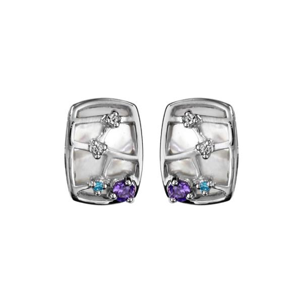 Boucles d'oreilles Argent 925 Nacre Blanche Zirconium Pastel