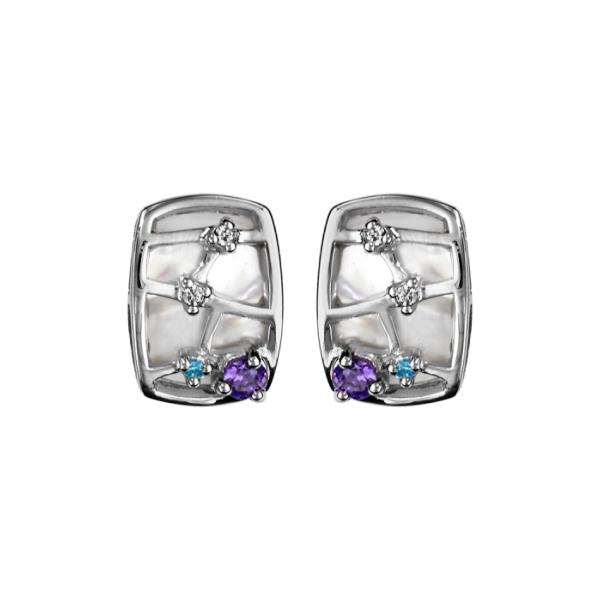 Boucles d'oreilles Argent 925 Nacre Blanche Zirconium Pastel