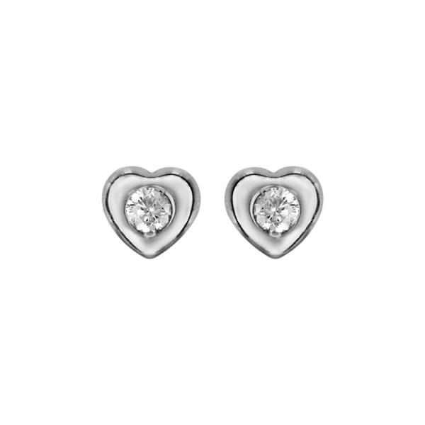 Boucles d'oreilles Argent 925 Petit Coeur avec Zirconium Serti