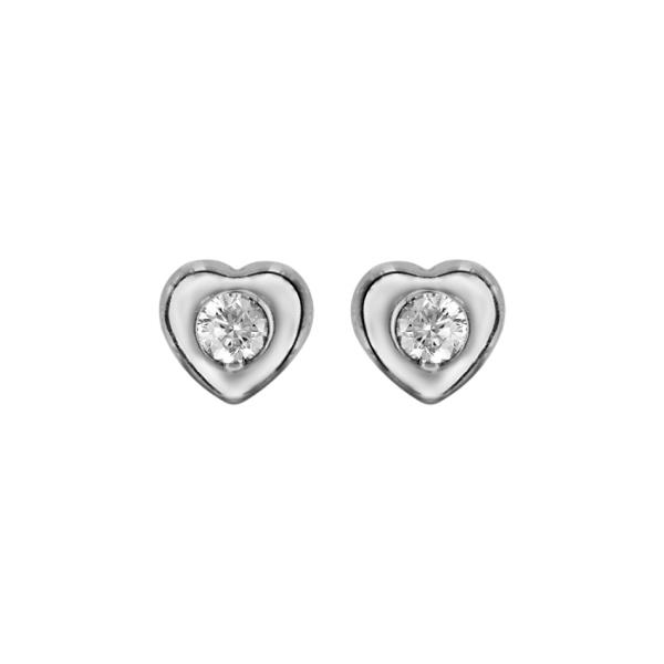 Boucles d'oreilles Argent 925 Petit Coeur avec Zirconium Serti