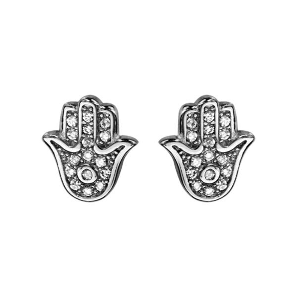 Boucles d'oreilles Argent 925 et Zirconium Main de Fatma