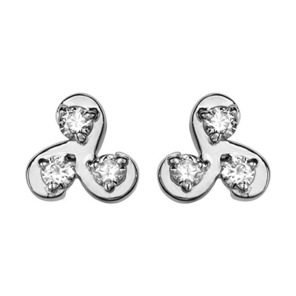 Boucles d'Oreilles Argent 925 Spirale avec 3 Zirconium Sertis