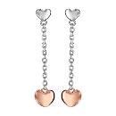 Boucles d'Oreilles Pendantes Argent 925 Multi-Coeurs Dorure Rose