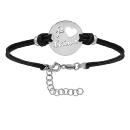 Bracelet Argent 925 Double Cordons Noirs Rondelle "Je t'aime" Evidé