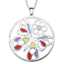 Collier Argent 925 Pendentif Papillon Vitrail Translucide 