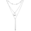 Collier Argent 925 Triple Chaîne Pendante Pastille et Tube 