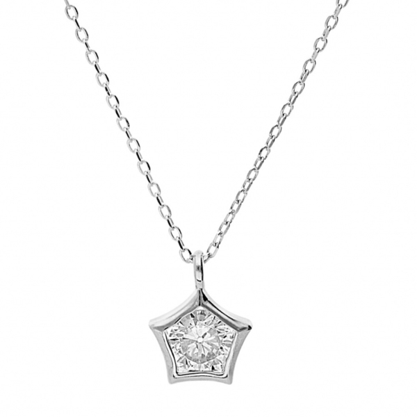 Collier Argent 925 Pendentif Etoile avec Zirconium