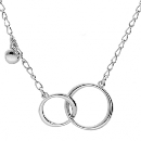 Collier Argent 925 Double Cercle Entremêlé et Pampille Boule