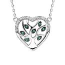 Collier Argent 925 Coeur Arbre de Vie Zirconium Verts