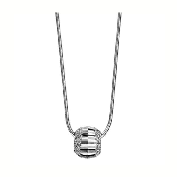 Collier Argent 925 Chaine Tube avec Boule Diamantée Ciselée