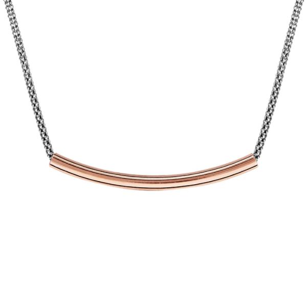 Collier Argent 925 Tube Dorure Rose