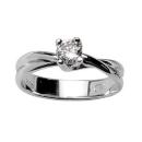 Bague Argent 925 Croisée Solitaire Zirconium 4 Griffes