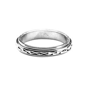 Bague Alliance Argent 925 Anti-Stress Motifs Croisés 4 mm