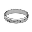 Bague Alliance Argent 925 Brossée Motif X 4 mm