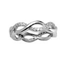 Bague Argent 925 Double Anneaux Croisés avec Zirconium