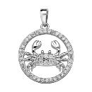 Pendentif Argent 925 Zodiaque Cancer Zirconium 